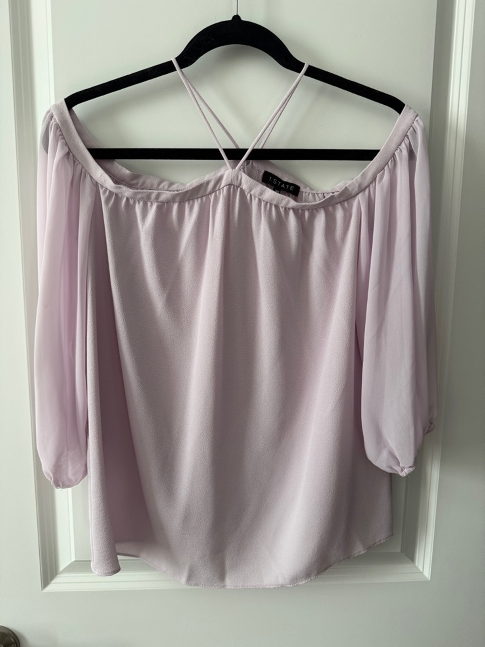 Lavender Off-Shoulder Blouse with Cross Back Straps